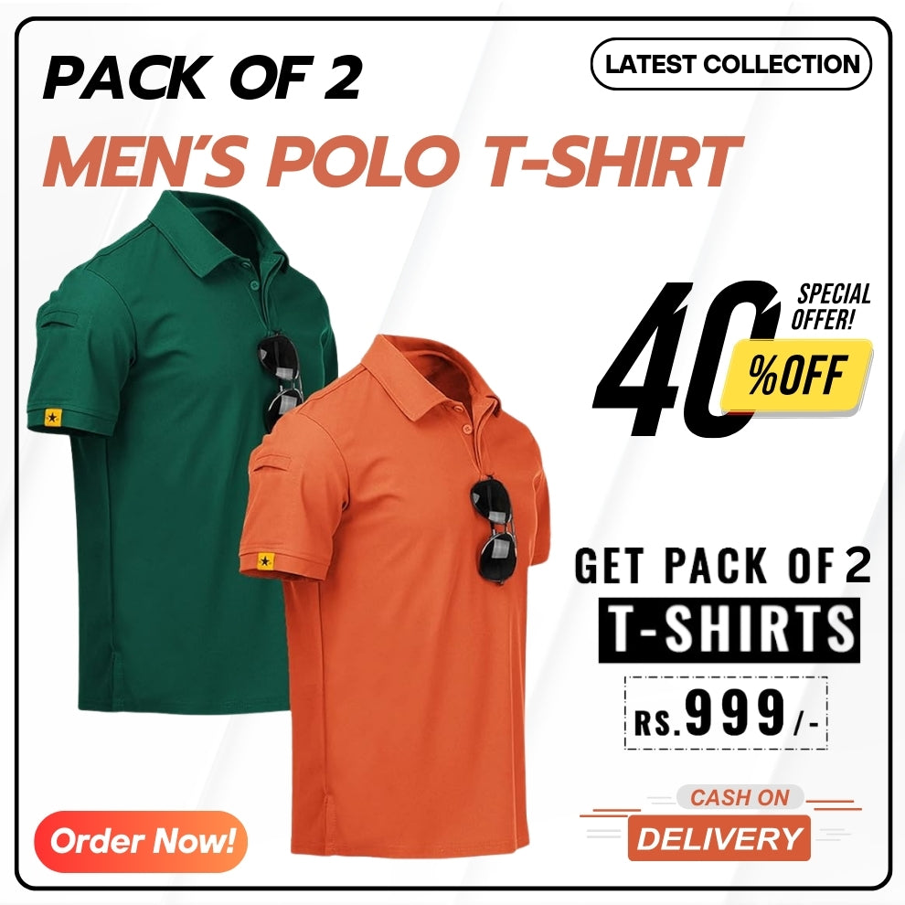 Men's Premium Polo Neck T-Shirts (Pack of 2)