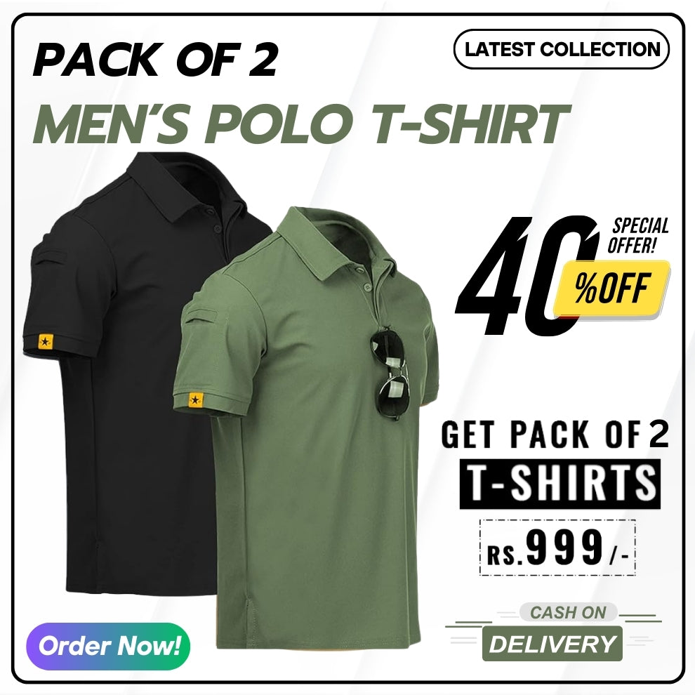 Men's Premium Polo Neck T-Shirts (Pack of 2)