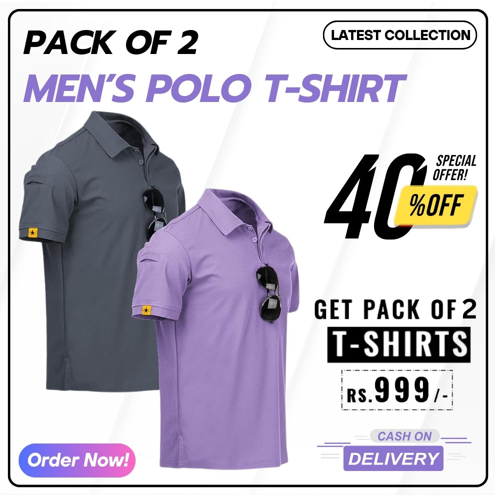 Men's Premium Polo Neck T-Shirts (Pack of 2)